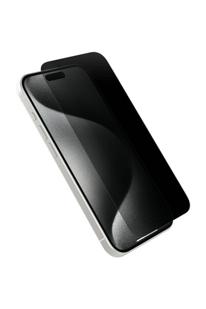 Закалено стъклено фолио, Flippy, Съвместимо с Apple iPhone 16 Pro, Privacy Classic, 2.5D, 30 ° Поверителност, Непрозрачен черен
