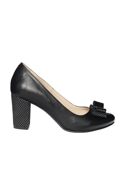 Pantofi de damă din piele – Negri cu buline – R 5 NB
