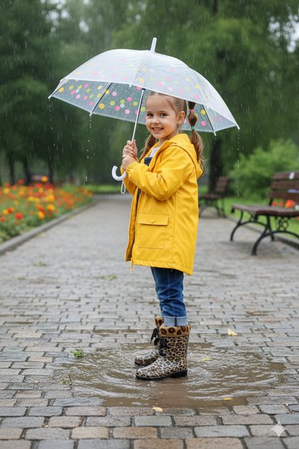 Girl's Leopard Patterned Snow and Waterproof Rain Boots