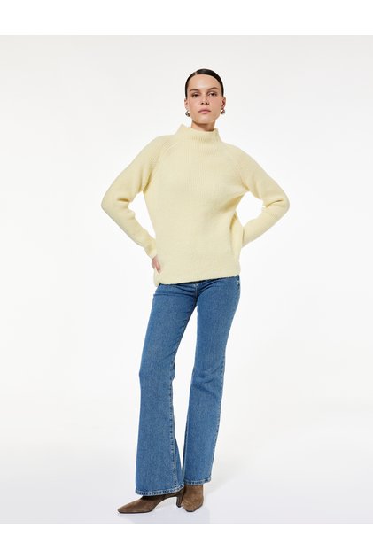 Long Sleeve Mock Neck Knitwear Plush Sweater