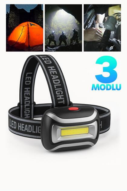 3 Modlu Pilli Kafa Lambası Kampçı Tamirci Balıkçı Outdoor Kafa Feneri Işığı K4115