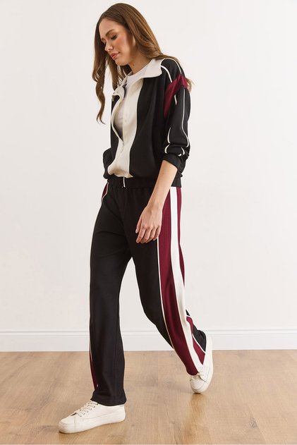 Women's Black Color Block Modal Keyed Suit Tkm-19000466