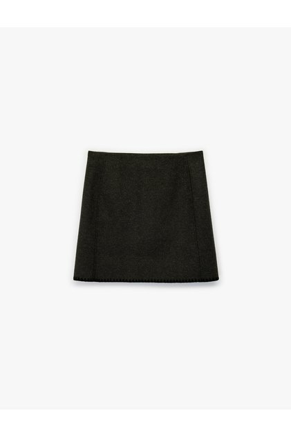 A-Line Winter Mini Skirt with Stitching Detail