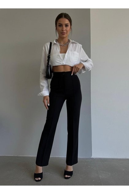 Women's piped Full Stretch Fabric Palazzo Pants Pull-On No Fading