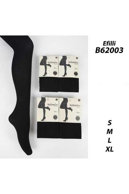 Women's Black Corded Fabric Pantyhose from 100