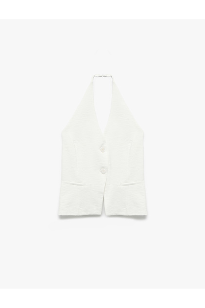 Backless Halter Neck Vest with Tie-Up Detail on the Back