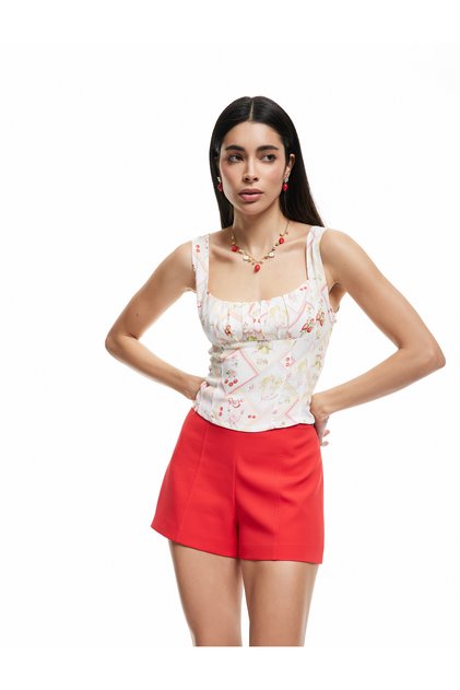 Red Women's Regular Fit Shorts 5Sak40441Pw