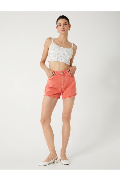 Mini Buttoned Denim Shorts