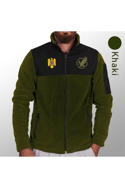Ukraine Emblem Design - Military - Full Zipper Softshell Fleece - Softshell Fleece Jacket Khaki