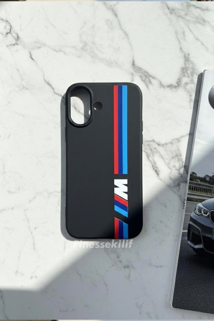iPhone 16 Compatible Bmw Design Printed Black Launch Case
