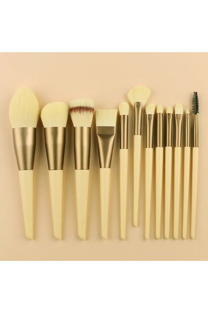 Set de 12 pensule de machiaj vegane galbene