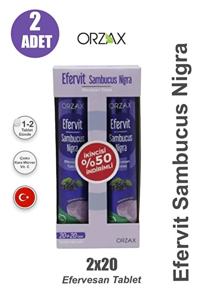 Orzax Efervit Sambucus Nigra 20 Efervesan Tablet 2 Adet - Fiyatı