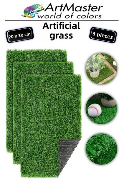 Artificial Grass 20X30 cm 3 Pieces A4 Size Decorative Model Grass Artificial Grass Carpet Terrarium Fake Grass