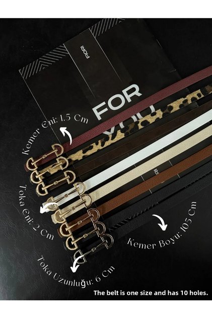 8-Piece Long Gold Thin Buckle Thin Women's Belt, Coat Belt, Shirt Belt, Dress Belt