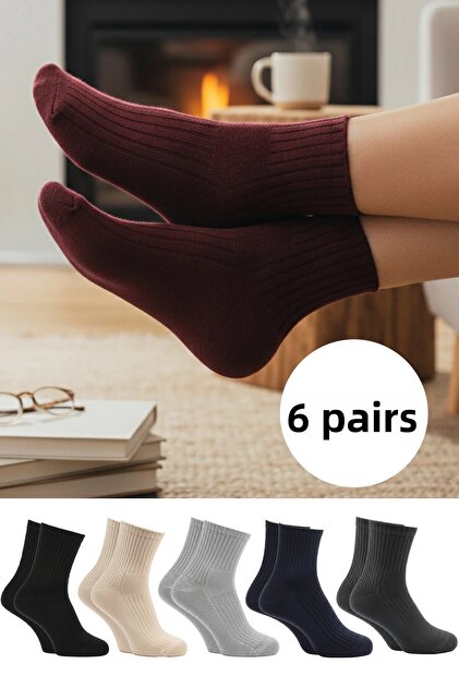 Women's Cotton Diabetic Socks Half-Calf Tennis Non-Binding Socks Multicolor 6-Pack