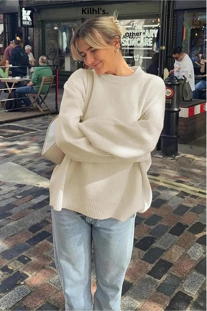 Beige Oversize Knitted Sweater