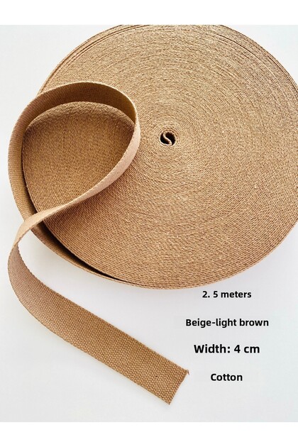 Beige-Light Brown 2.5 Meters Width 4 cm Cotton Wallet-Bag Strap, Handle, Column-Narrow Webbing-Ribbon