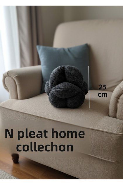 25 cm m Size Welsoft Fabric Curl Knot Ball Throw Pillow |   Anthracite Decorative Pillow (1 Piece)