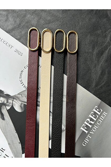 4-Pack Women's Gold Buckle Belt Waist Belt Jacket Belt Dress Belt Trousers Belt