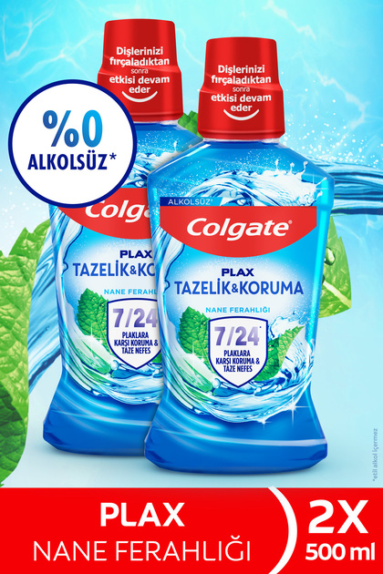 Colgate Plax Nane Ferahlığı Plağa Karşı Ağız Bakım Suyu 500 ml x2