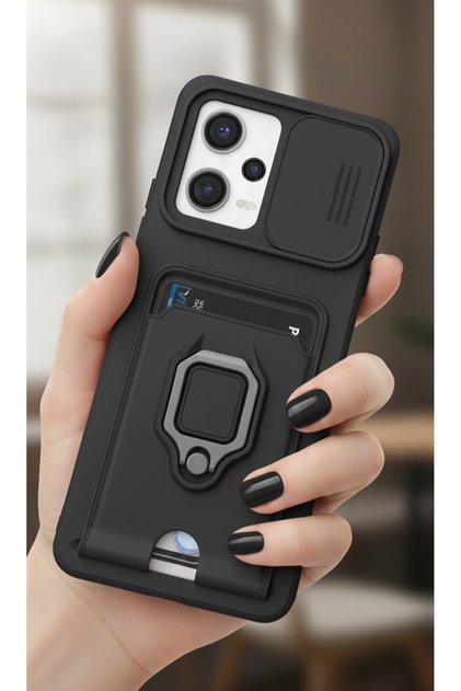 Xiaomi Redmi Note 12 5g Case Camera Protection Sliding Business Card Holder Stand Drawstring Colorful Cover
