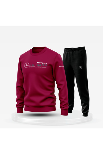 Crew Neck m'Ercedes B'Enz Printed Men's Tracksuit Set / Car
