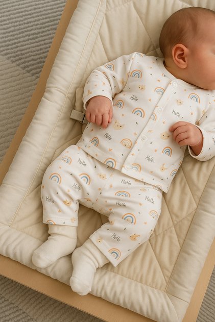 100% Cotton Organic Rainbow Printed Newborn Hospital Discharge Set 5 Pieces