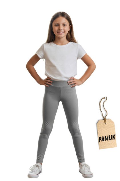 Girls' Leggings - Gray Cotton Lycra Seasonal Long Children's Leggings