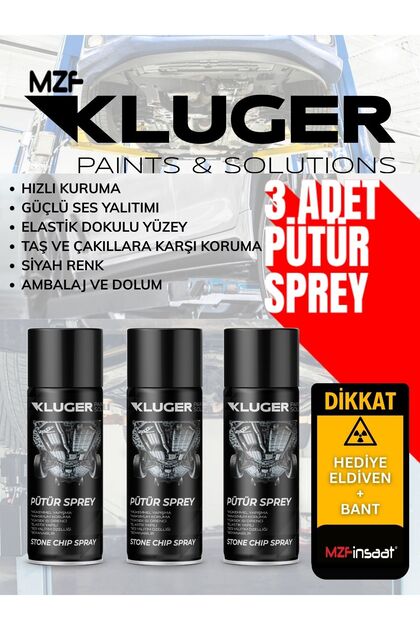 KLUGER Pütür Sprey Siyah 400ml - Stone Chip Spray Black