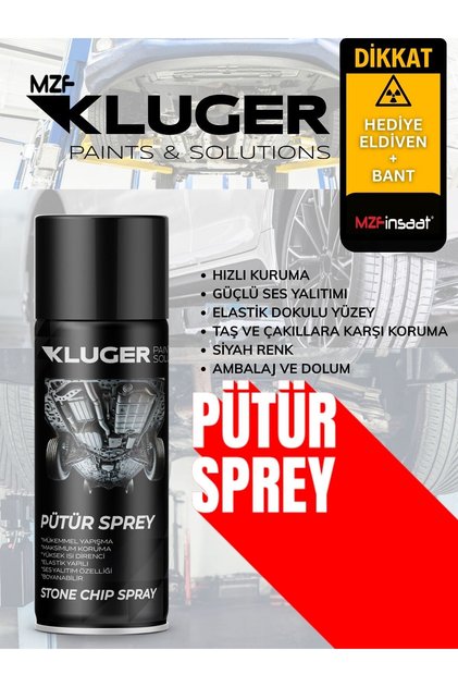 KLUGER Pütür Sprey Siyah 400ml - Stone Chip Spray Black