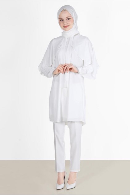 Stone-Detail Tunic with Volants 42505
