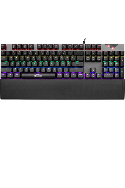 Everest Mk7 Gri Usb Bilek Destekli Mekanik Klavye Q Blue Switch