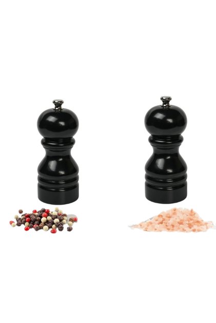 Black Wooden Salt and Pepper Hand Mill Grinder 2 Pieces 12 cm