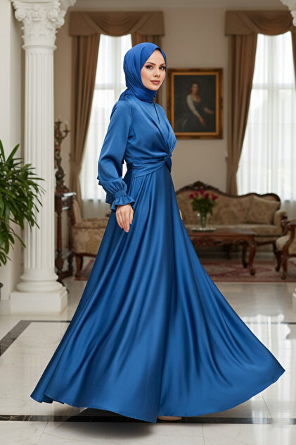 satin dress with hijab Alanna Cuff Satin Dress