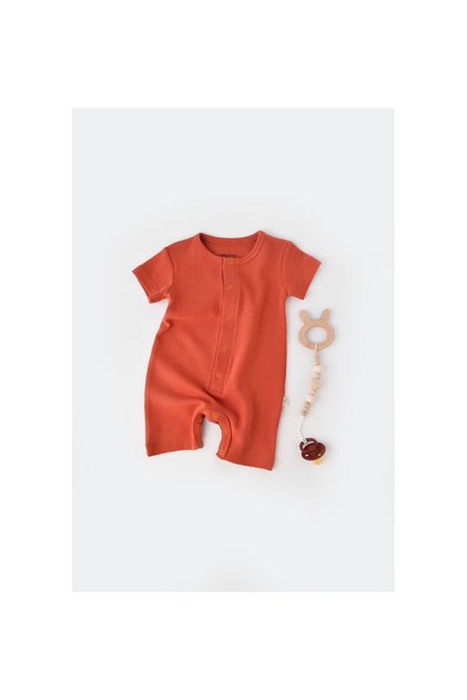 Organic Short Sleeve Jumpsuit Cinnamon - Csyw1015 - Rebebe