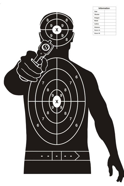 Taktik Atış Hedef Kağıdı 102 (10 Adet) 64x90cm (Büyük boy) Tabanca/Tüfek/Airsoft poligon kağıdı
