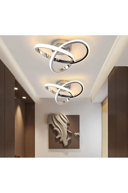 Modern Plafonyer Tavan Led Avize Salon Mutfak Oturma Odası Avize Krom 2 Adet Set Fiyat