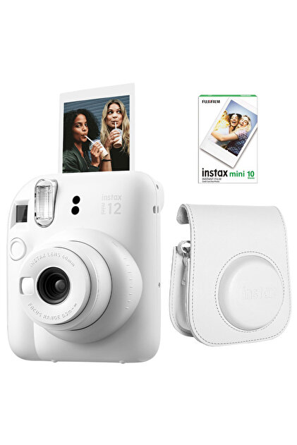 Fujifilm Instax Mini 12 Beyaz Fotoğraf Makinesi 10'lu Film ve Deri