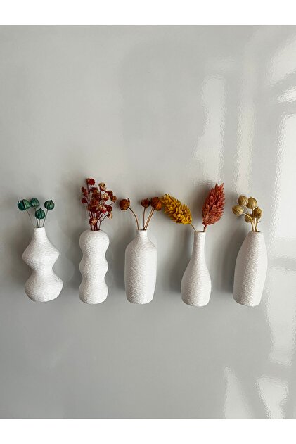SERÜVENTR Miniflora - 5'li Magnetli Mini Vazo - Beyaz Renk