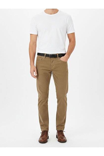 Men's Five Pocket Stretch Fabric Corded Fabric Velvet Pantalon