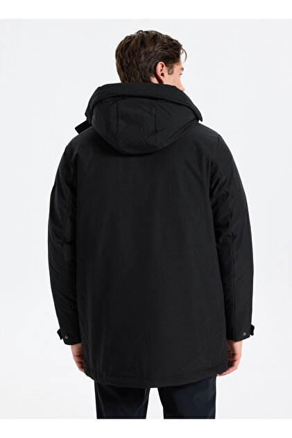 Jack & Jones Siyah Erkek Mont 12279243_JJFINN SOFTSHELL PARKA