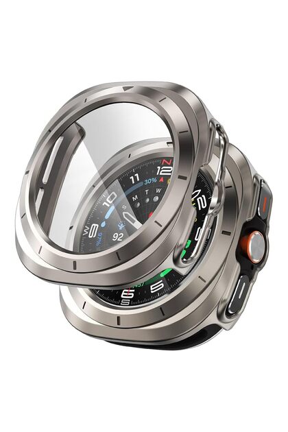 (2 Pack) Case For Samsung Galaxy Watch 7 Ultra 47 mm Protective Case-Titanium
