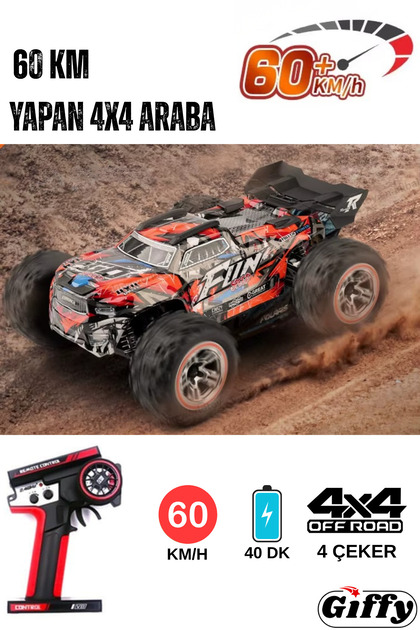 giffy Oyuncak 60 KM Hız Yapan 2.4 GhZ Uzaktan Kumandalı Araba 4x4