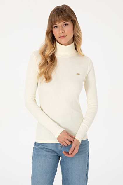 U.S. Polo Assn. Kadın Krem Balıkçı Yaka Sweatshırt 50313430-VR256