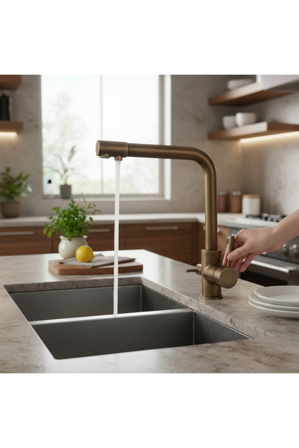 Antique Gold Premium Purified Kitchen Faucet 3 Way Kitchen Faucet Matte Gold Sink Faucet