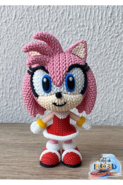 Fud3D Amy Rose Örgü Görünümlü Figür 14 cm (Versiyon 2) – Hareketli