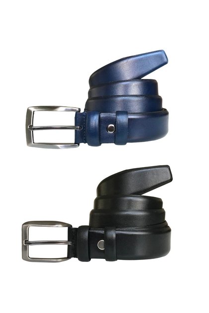 Genuine Quality Leather Set of 2 Classic Fabric Trousers Belt; Black, Navy Blue 3.5 cm = 2 pieces