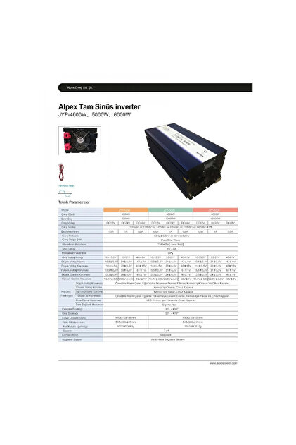 Alpex 6000 Watt 24 Volt Tam Sinüs İnverter - Fiyatı, Yorumları Alpex 6000 Watt 24 Volt Tam Sinüs İnverter - Fiyatı, Yorumları