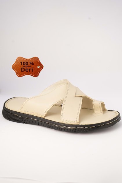 Kr.93 Anatomical Sole Inside and Outside Genuine Leather Single Toe Men's Slippers