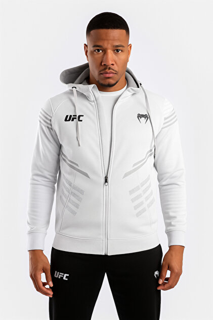 Venum Pro Fight Beyaz Fermuarlı Kapüşonlu Spor Sweatshirt UFC Hoodie Zip